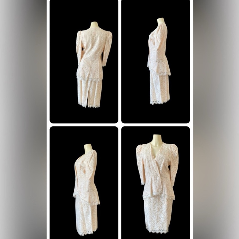 Vintage Cachet By Bari Protas Lace Skirt Suit Light Pink Victorian style